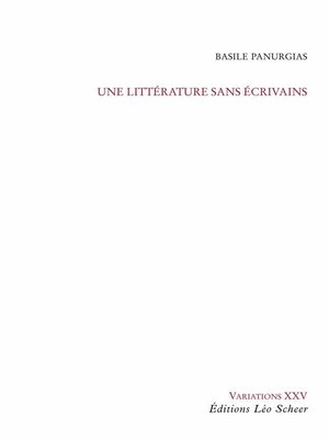 cover image of Une littérature sans écrivain